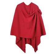 Wona Trading, Inc.-Shoulder Strap Solid Ruana Poncho-Pink Dot Styles