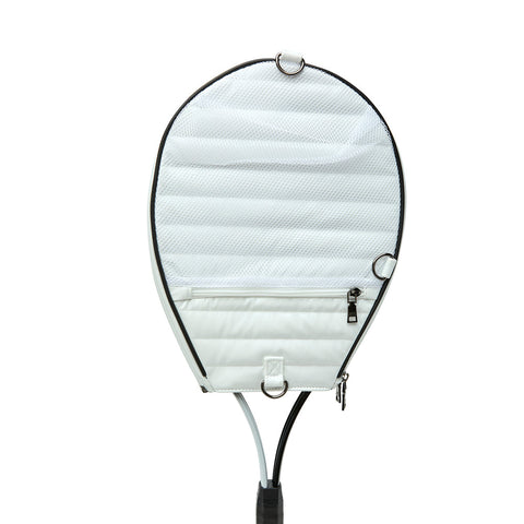Think Royln-Love all Tennis Bag| White Patent (Black/White/Gray Stripe)-Pink Dot Styles