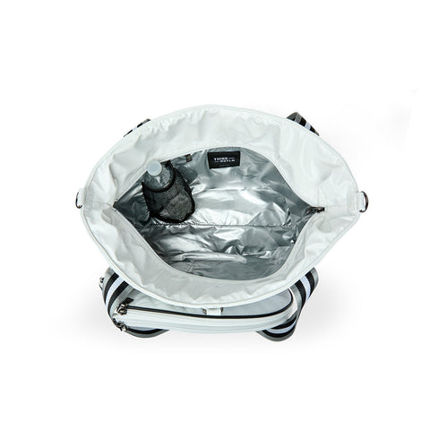 Think Royln-Love all Tennis Bag| White Patent (Black/White/Gray Stripe)-Pink Dot Styles