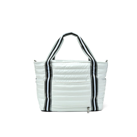 Think Royln-Love all Tennis Bag| White Patent (Black/White/Gray Stripe)-Pink Dot Styles