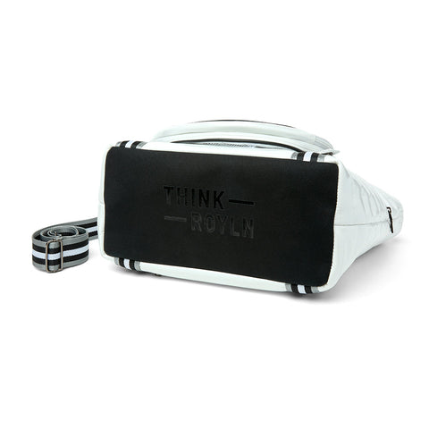 Think Royln-Love all Tennis Bag| White Patent (Black/White/Gray Stripe)-Pink Dot Styles