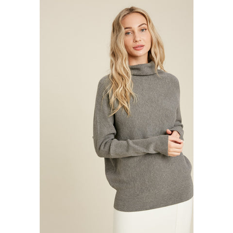 Bluivy-Light Grey Slouch Sweater-Pink Dot Styles