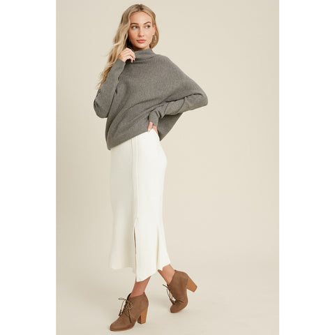 Bluivy-Light Grey Slouch Sweater-Pink Dot Styles