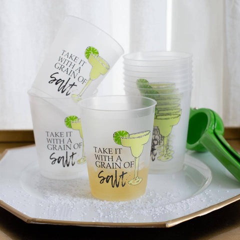 The Royal Standard-Grain of Salt Party Cups   Frosted/Multi   16oz   Set of 10-Pink Dot Styles