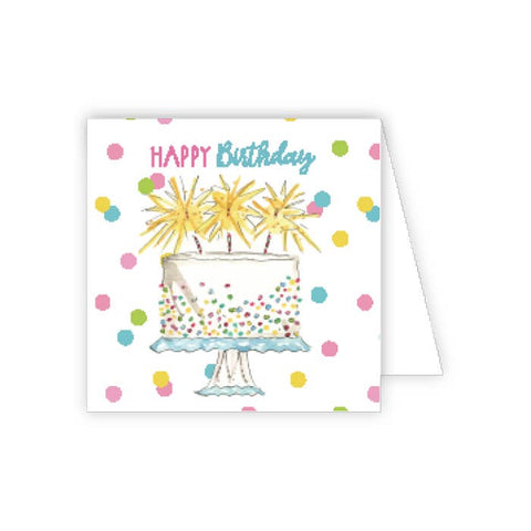 RosanneBeck Collections-Birthday Cake White Enclosure Card-Pink Dot Styles